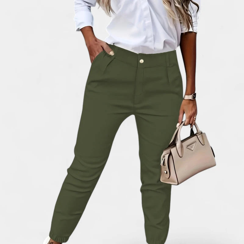 Gleame.-Broeken-Gleame Broek - Casual slim-fit broek met hoge taille voor dames