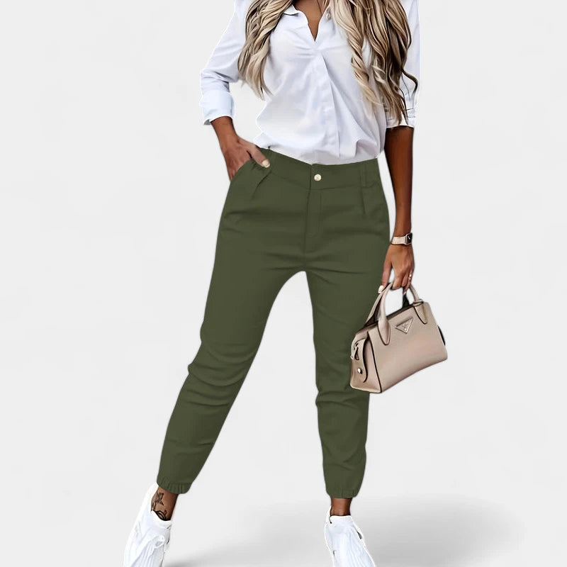 Gleame.-Broeken-Gleame Broek - Casual slim-fit broek met hoge taille voor dames