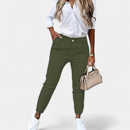 Gleame.-Broeken-Gleame Broek - Casual slim-fit broek met hoge taille voor dames