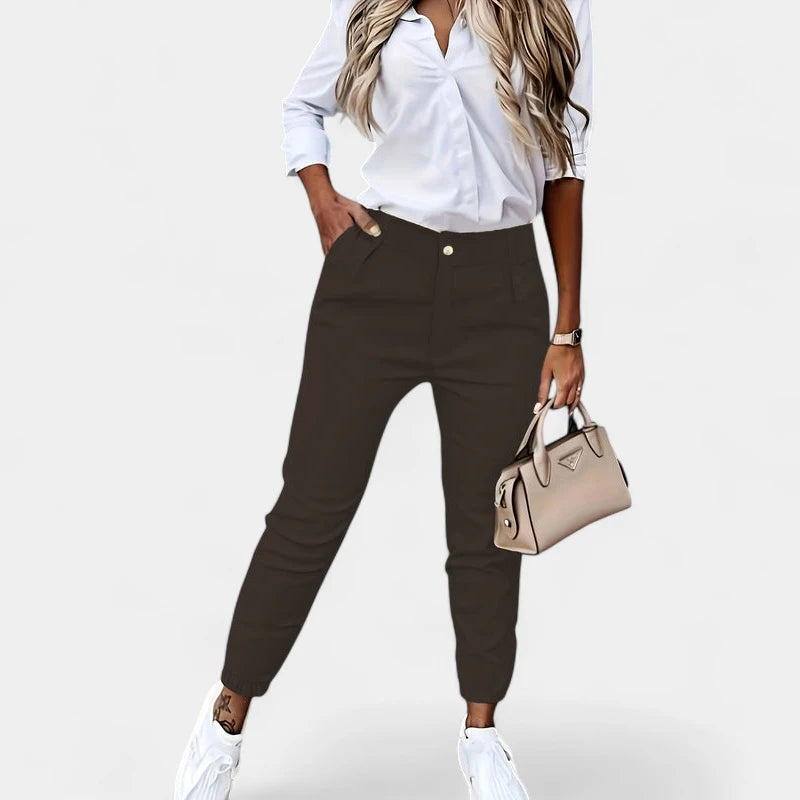 Gleame.-Broeken-Gleame Broek - Casual slim-fit broek met hoge taille voor dames