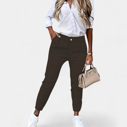 Gleame.-Broeken-Gleame Broek - Casual slim-fit broek met hoge taille voor dames