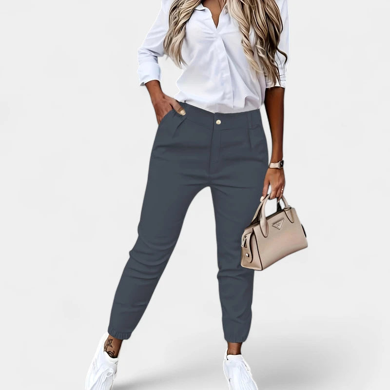 Gleame.-Broeken-Gleame Broek - Casual slim-fit broek met hoge taille voor dames
