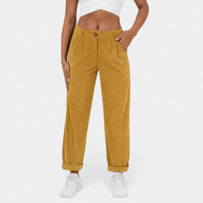 Gleame.-Broeken-Gleame Broek - Comfortabele casual corduroy damesbroek voor een relaxte stijl