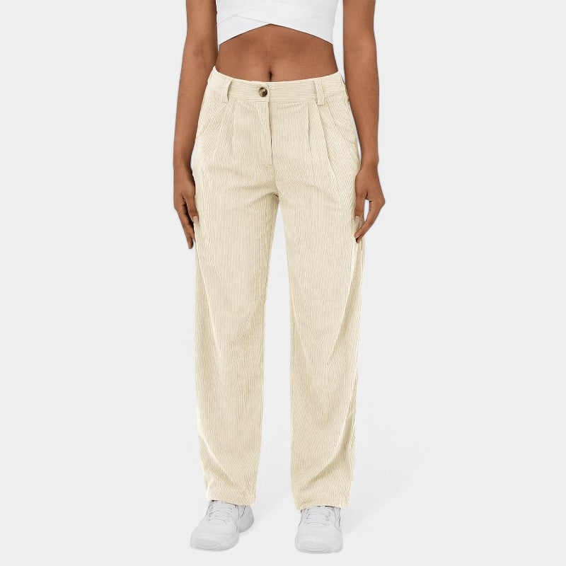 Gleame.-Broeken-Gleame Broek - Comfortabele casual corduroy damesbroek voor een relaxte stijl