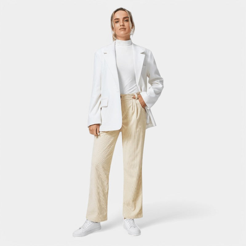 Gleame.-Broeken-Gleame Broek - Comfortabele casual corduroy damesbroek voor een relaxte stijl