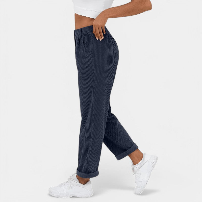 Gleame.-Broeken-Gleame Broek - Comfortabele casual corduroy damesbroek voor een relaxte stijl