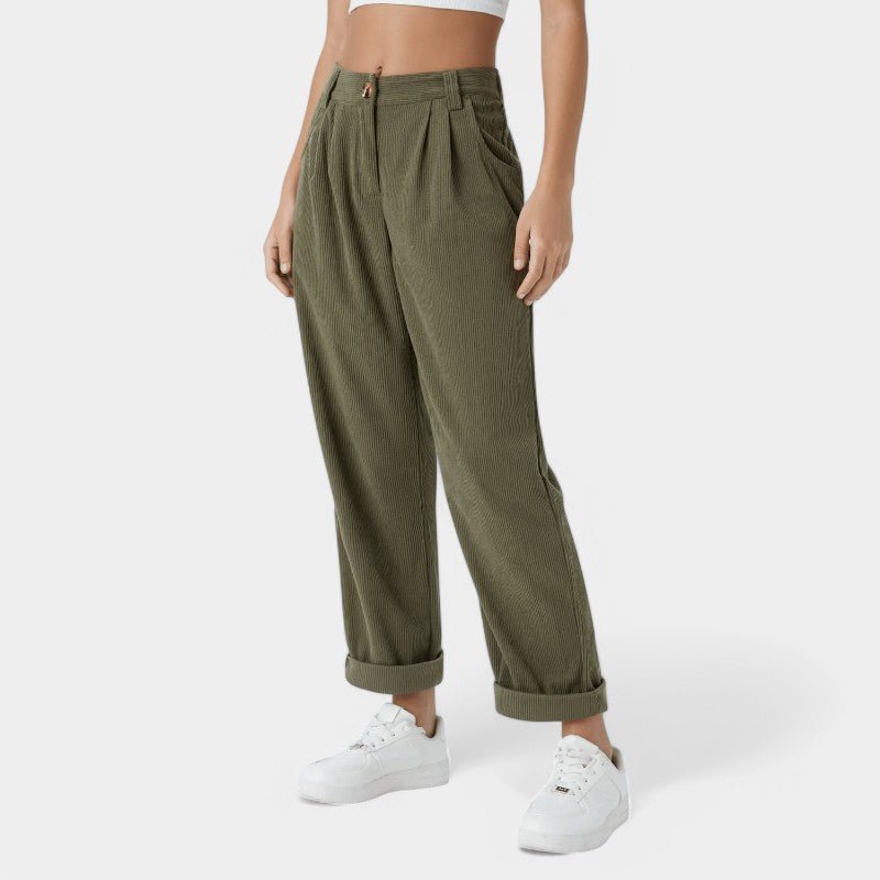 Gleame.-Broeken-Gleame Broek - Comfortabele casual corduroy damesbroek voor een relaxte stijl