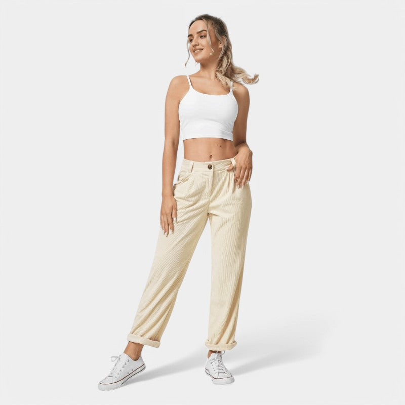 Gleame.-Broeken-Gleame Broek - Comfortabele casual corduroy damesbroek voor een relaxte stijl