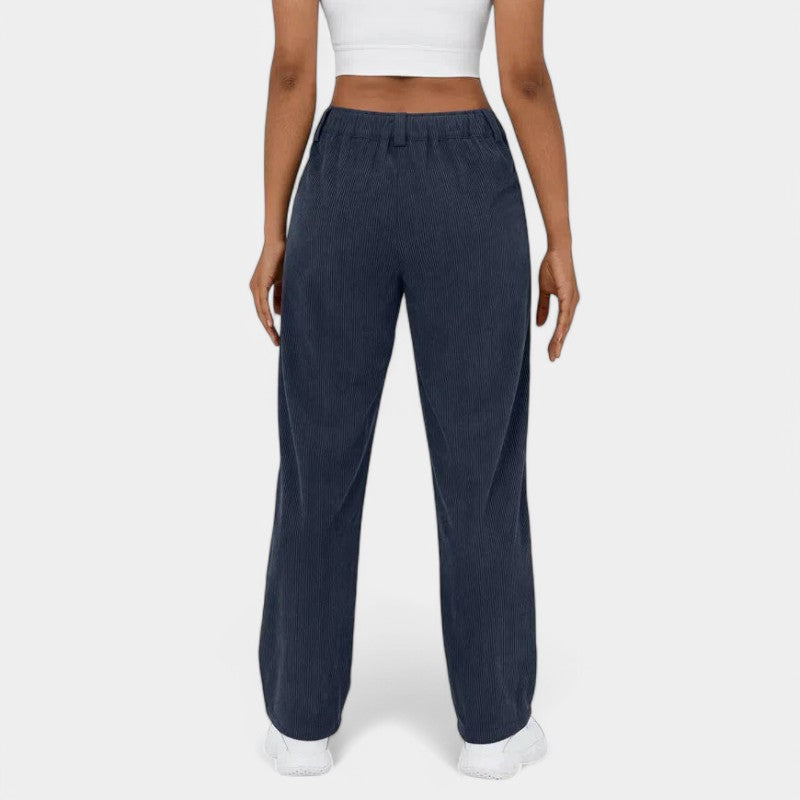 Gleame.-Broeken-Gleame Broek - Elegante plus size corduroy broek met hoge taille
