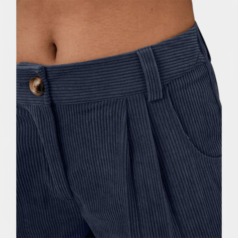Gleame.-Broeken-Gleame Broek - Elegante plus size corduroy broek met hoge taille