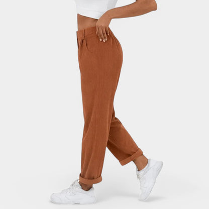 Gleame.-Broeken-Gleame Broek - Elegante plus size corduroy broek met hoge taille