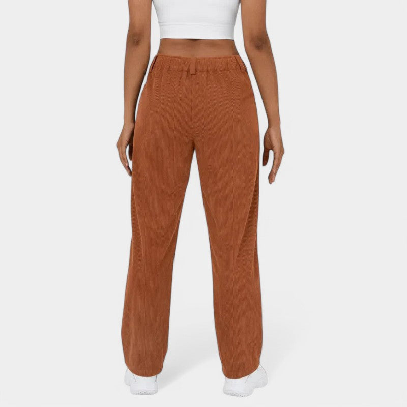 Gleame.-Broeken-Gleame Broek - Elegante plus size corduroy broek met hoge taille
