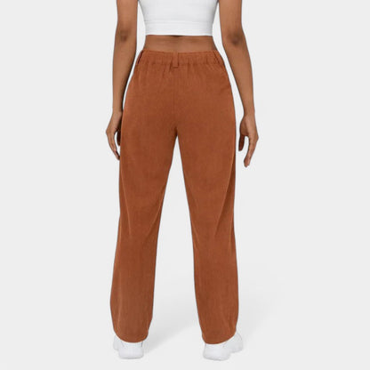 Gleame.-Broeken-Gleame Broek - Elegante plus size corduroy broek met hoge taille
