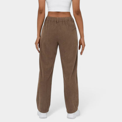 Gleame.-Broeken-Gleame Broek - Elegante plus size corduroy broek met hoge taille