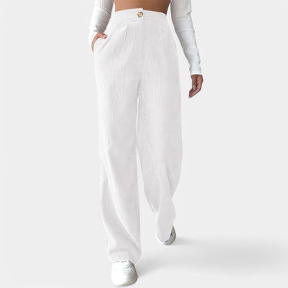 Gleame.-Broeken-Gleame Broek - Elegante plus size corduroy broek met hoge taille