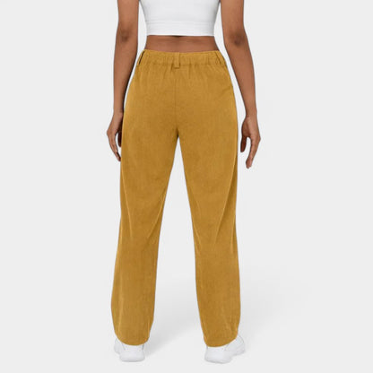 Gleame.-Broeken-Gleame Broek - Elegante plus size corduroy broek met hoge taille