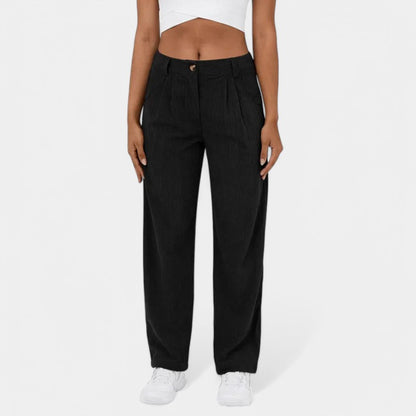 Gleame.-Broeken-Gleame Broek - Elegante plus size corduroy broek met hoge taille
