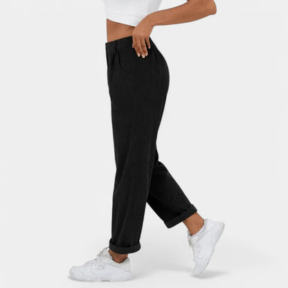 Gleame.-Broeken-Gleame Broek - Elegante plus size corduroy broek met hoge taille