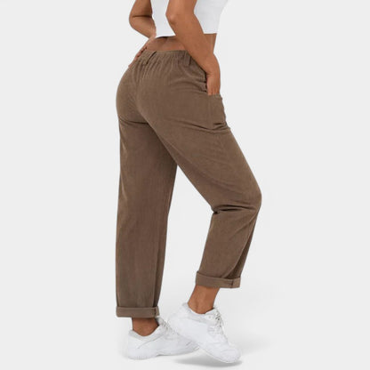 Gleame.-Broeken-Gleame Broek - Elegante plus size corduroy broek met hoge taille