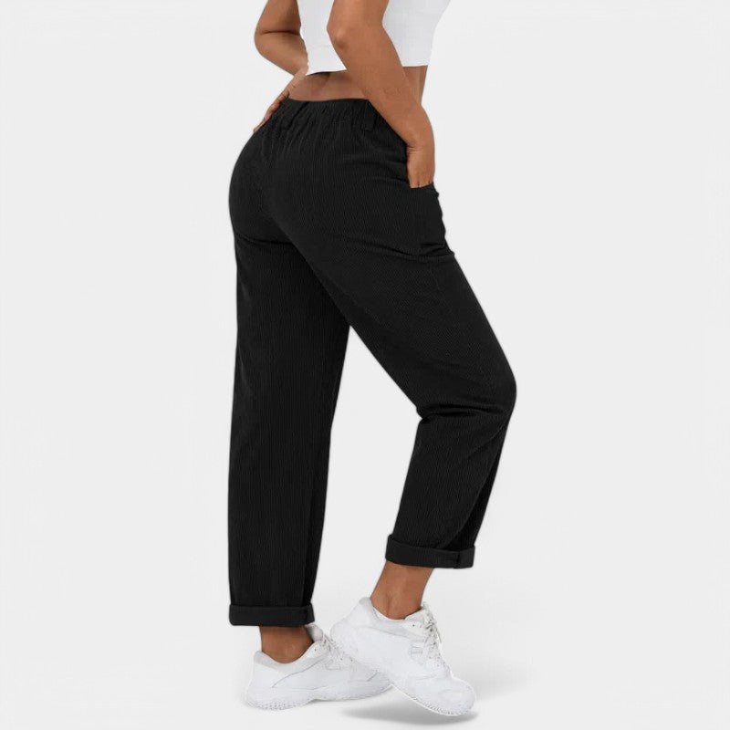 Gleame.-Broeken-Gleame Broek - Elegante plus size corduroy broek met hoge taille