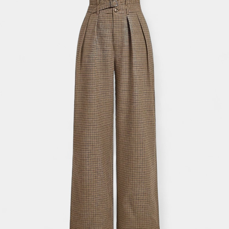 Gleame.-Broeken-Gleame Broek - Elegante wijde leg high-waisted casual broek