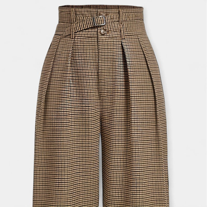Gleame.-Broeken-Gleame Broek - Elegante wijde leg high-waisted casual broek