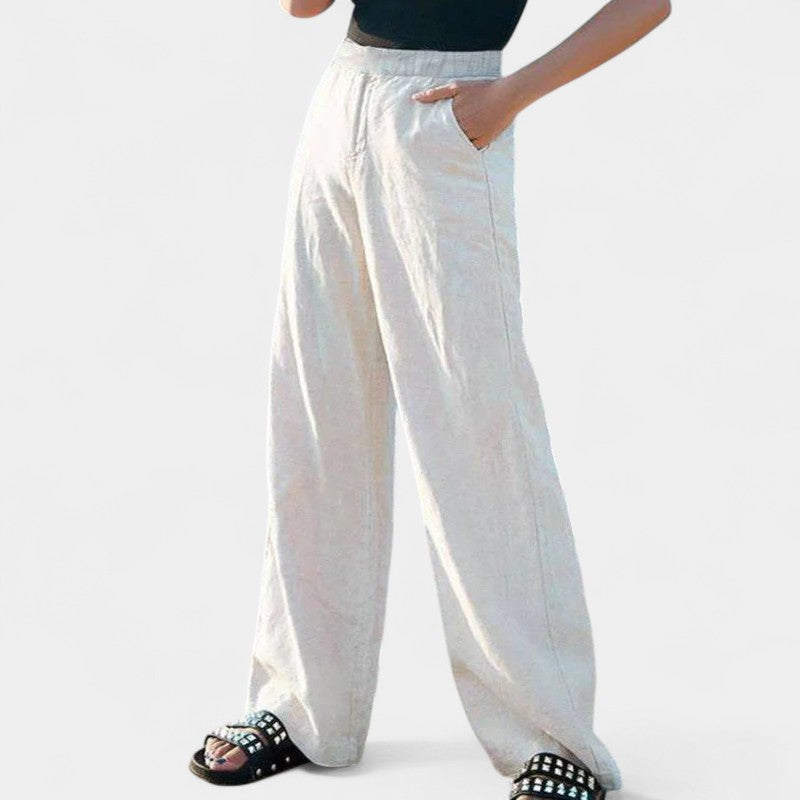 Gleame.-Broeken-Gleame Casual broek - Hoge taille wijde pijpen voor dames