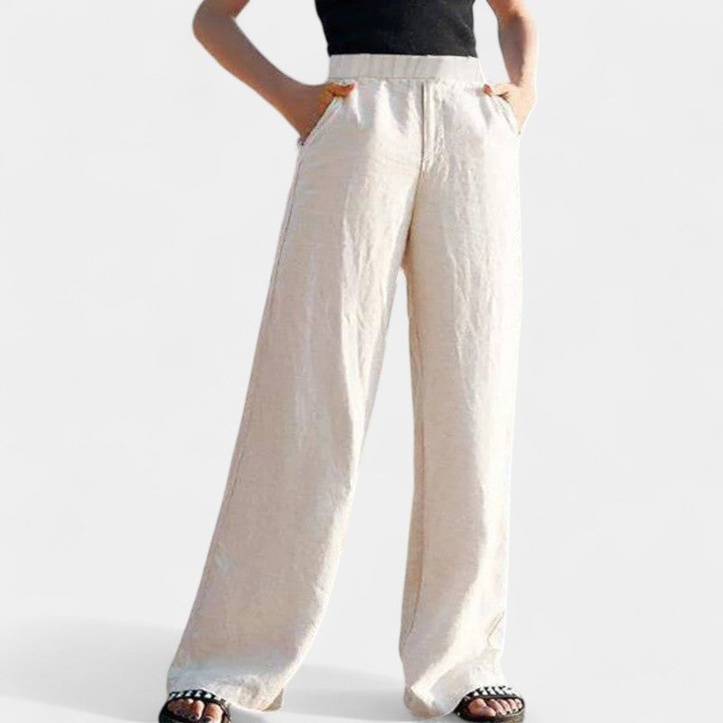 Gleame.-Broeken-Gleame Casual broek - Hoge taille wijde pijpen voor dames