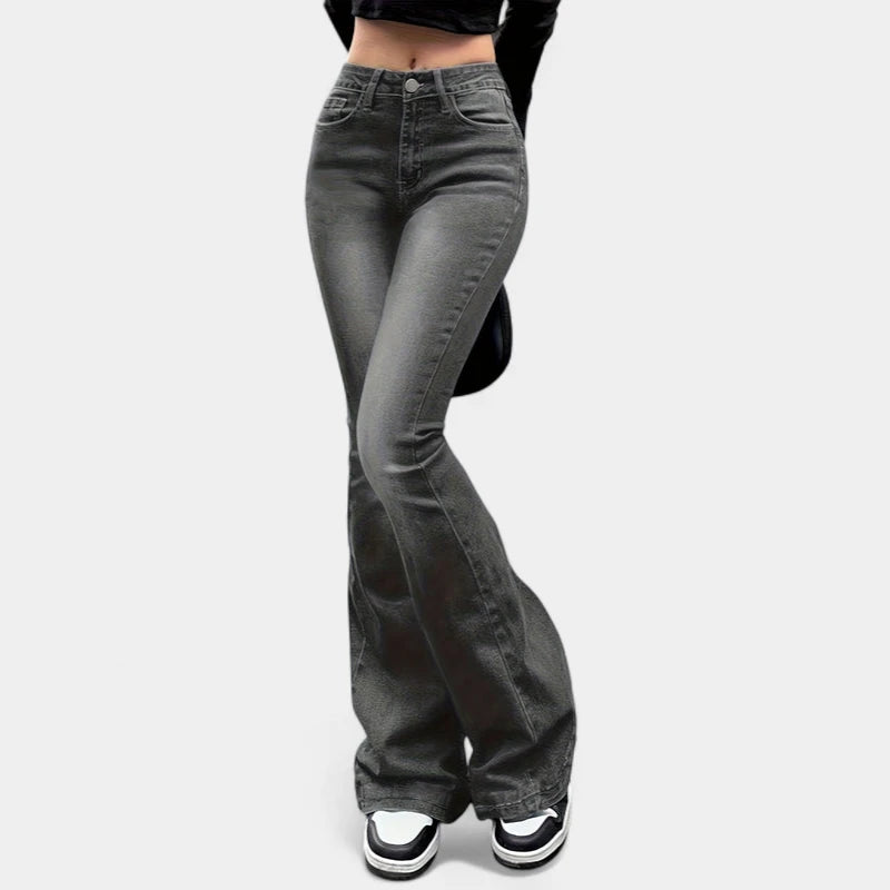 Gleame.-Broeken-Gleame Jeans - High-stretch retro flare jeans voor dames