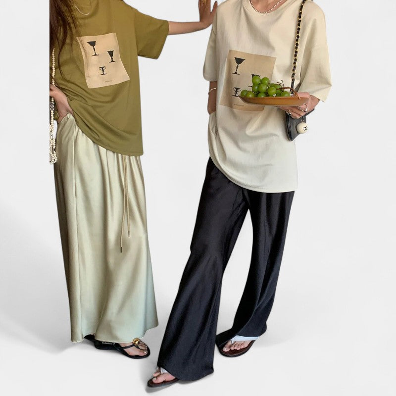 Gleame.-Broeken-Gleame Lange casual broek - Comfortabele wijde broek voor vrouwen