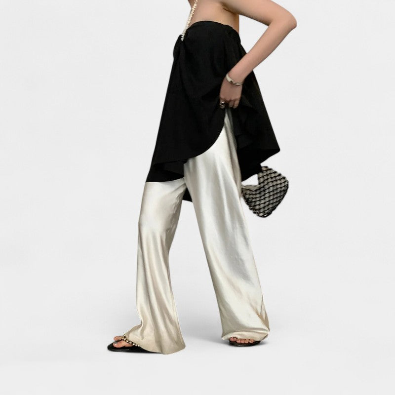 Gleame.-Broeken-Gleame Lange casual broek - Comfortabele wijde broek voor vrouwen