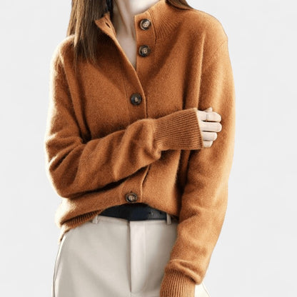 Gleame.-Cardigan-Gleame | Dames Kasjmier Vest met Knoopsluiting en Comfortabele Pasvorm