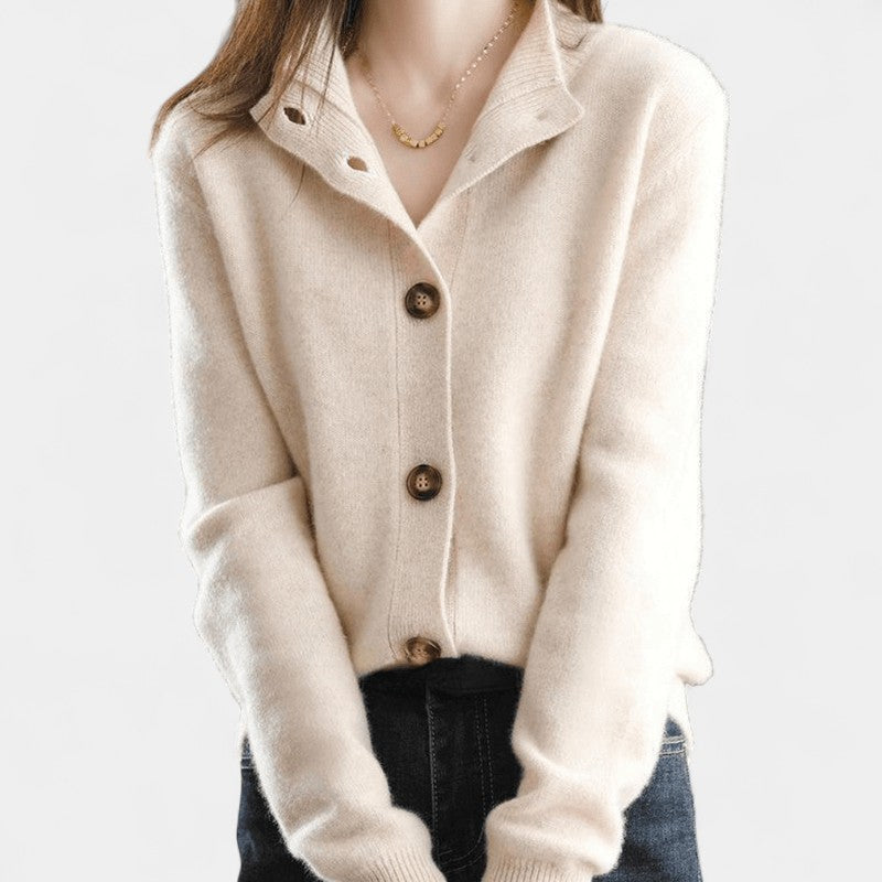 Gleame.-Cardigan-Gleame | Dames Kasjmier Vest met Knoopsluiting en Comfortabele Pasvorm