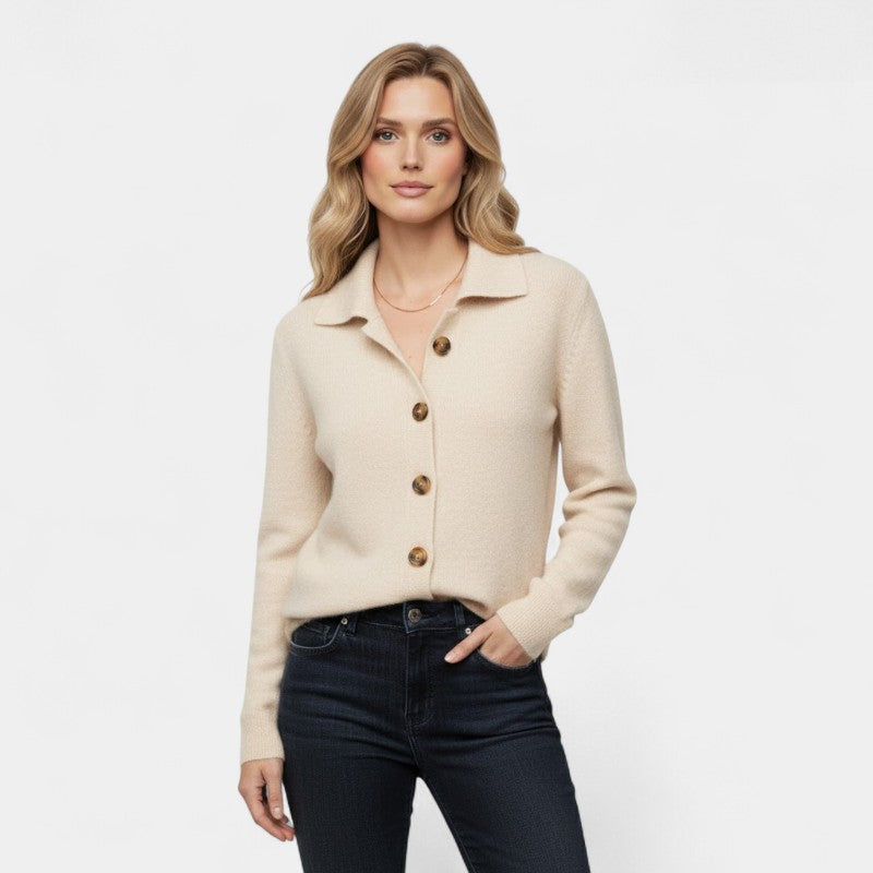 Gleame.-Cardigan-Gleame | Dames Kasjmier Vest met Knoopsluiting en Comfortabele Pasvorm