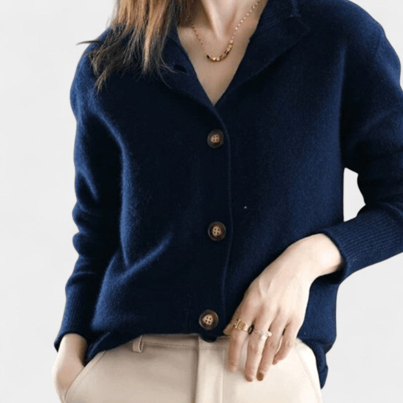 Gleame.-Cardigan-Gleame | Dames Kasjmier Vest met Knoopsluiting en Comfortabele Pasvorm