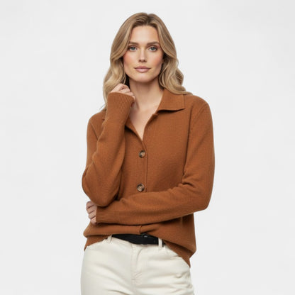 Gleame.-Cardigan-Gleame | Dames Kasjmier Vest met Knoopsluiting en Comfortabele Pasvorm