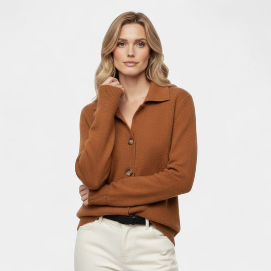 Gleame.-Cardigan-Gleame | Dames Kasjmier Vest met Knoopsluiting en Comfortabele Pasvorm