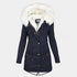 Gleame.-Coat-Gleame Lange jas – Warme damesjas met imitatiebontkraag