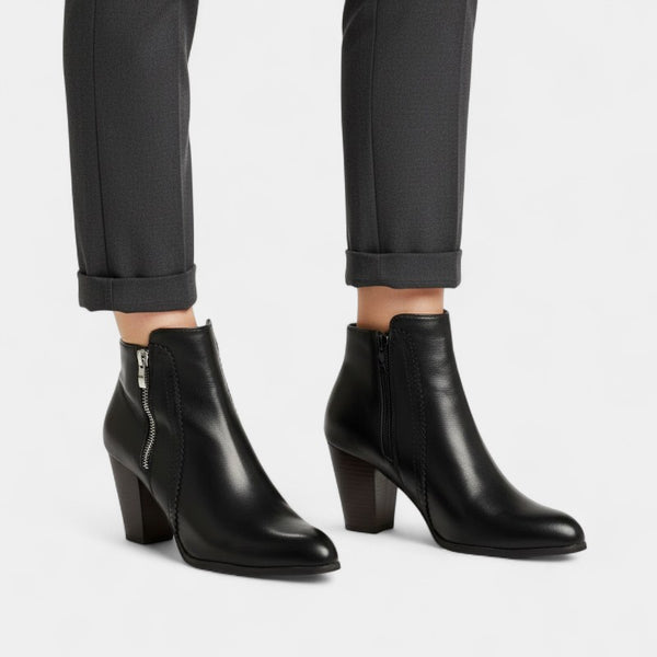 Gleame.-Dames enkellaarsjes-Gleame | Dames Enkellaarsjes met Hak en Ritssluiting