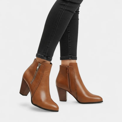 Gleame.-Dames enkellaarsjes-Gleame | Dames Enkellaarsjes met Hak en Ritssluiting