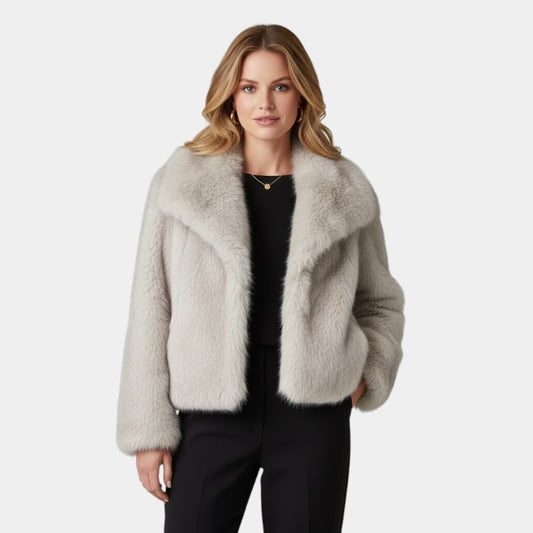 Gleame.-Damesjas-Gleame | Dames Jas van Imitatiebont met Kraag en Ritssluiting