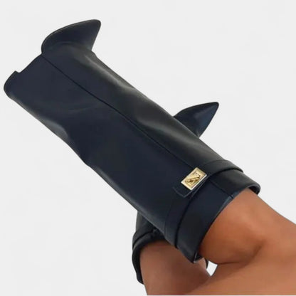 Gleame.-Dameslaarzen-Gleame | Dames Suèdelaarzen met Brede Schacht en Lage Hak