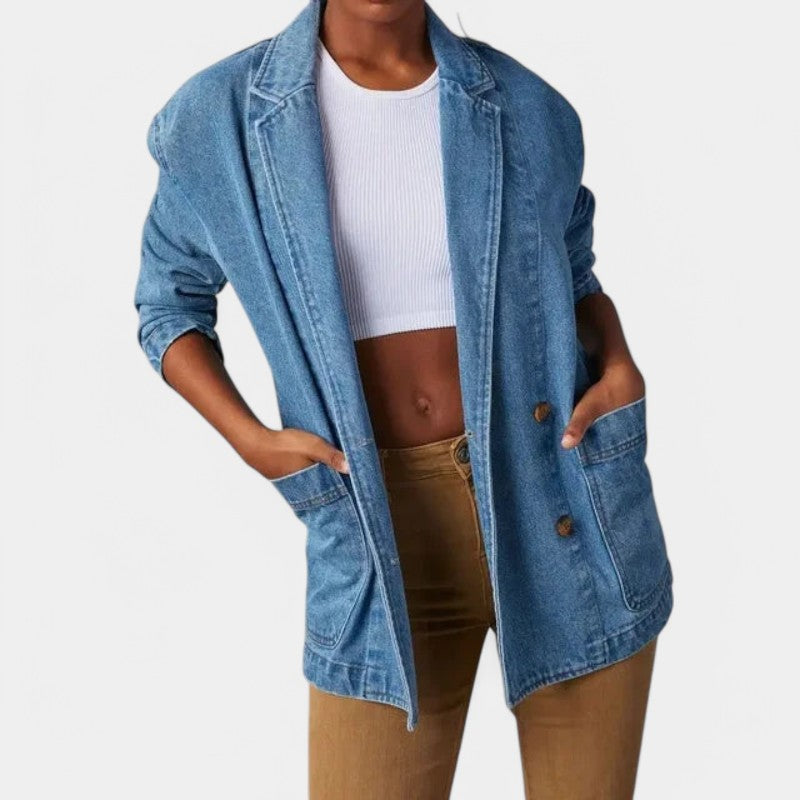 Gleame.-Denim Blazer-Gleame Denim Blazer - Tijdloze blazer in casual denimstijl