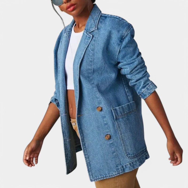 Gleame.-Denim Blazer-Gleame Denim Blazer - Tijdloze blazer in casual denimstijl