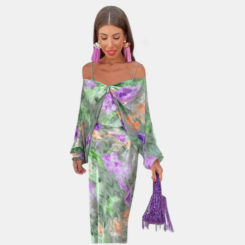 Gleame.-Dress-Gleame maxi-jurk - elegante maxi-jurk met halo-dye print voor dames