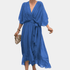 Gleame.-Dresses-Gleame Lange Jurk - Elegante chiffon midi dress met halflange mouwen