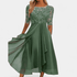 Gleame.-Dresses-Gleame jurk - elegante midi-jurk met kanten details en halflange mouwen
