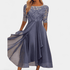 Gleame.-Dresses-Gleame jurk - elegante midi-jurk met kanten details en halflange mouwen