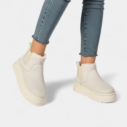 Gleame.-Enkellaars-Gleame | Dames Enkellaarsjes Plateauzool Pluche Voering Chelsea Stijl