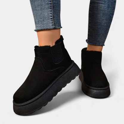 Gleame.-Enkellaars-Gleame | Dames Enkellaarsjes Plateauzool Pluche Voering Chelsea Stijl